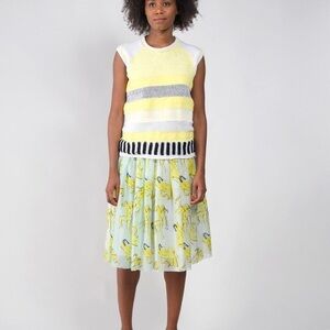 Risto Plisse‎ crinkled pleated chiffon Silk novelty midi Skirt size M